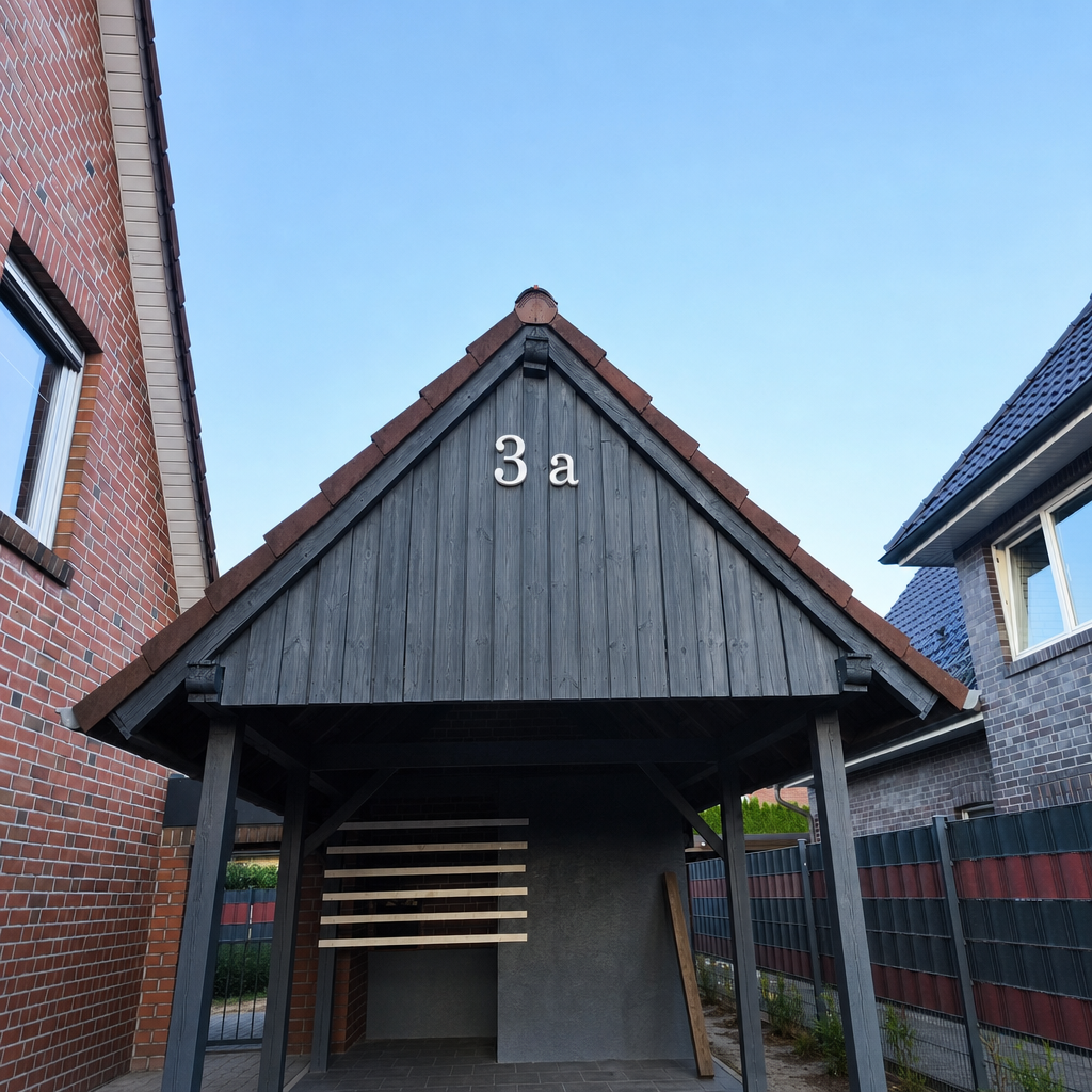 3D Hausnummer „3a" – Carport